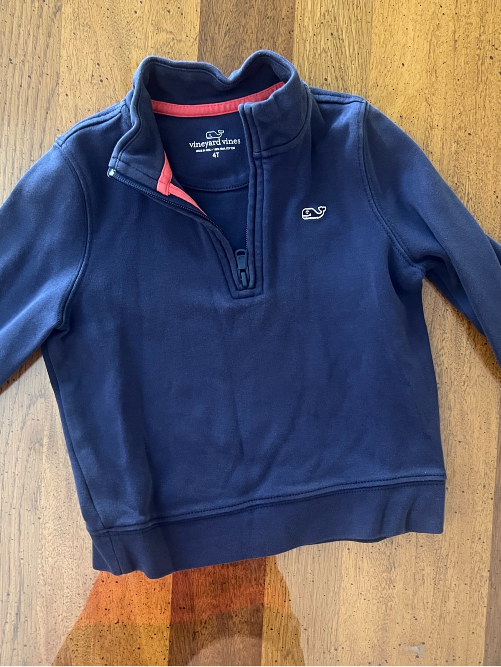 Vineyard Vines Navy Quarter-Zip Pullover with Pink Trim
